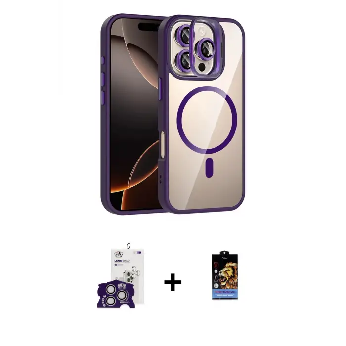 ieg™ iPhone 16 Pro Max Kılıf Yadigar Asil Koleksiyonu - Siyah Buffer Hayalet Cam Ekran Koruyucu + Bilvis Titan Kamera Lens - GS