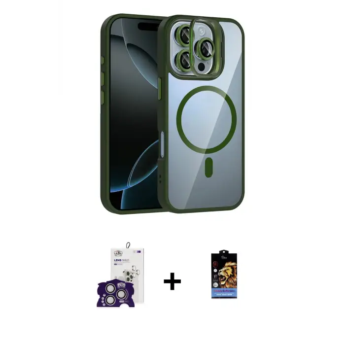 ieg™ iPhone 16 Pro Max Kılıf Yadigar Asil Koleksiyonu - Siyah Buffer Hayalet Cam Ekran Koruyucu + Bilvis Titan Kamera Lens - GS