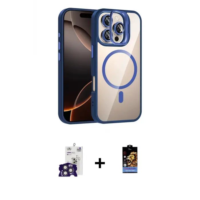 ieg™ iPhone 16 Pro Max Kılıf Yadigar Asil Koleksiyonu - Siyah Buffer Hayalet Cam Ekran Koruyucu + Bilvis Titan Kamera Lens - TMGI