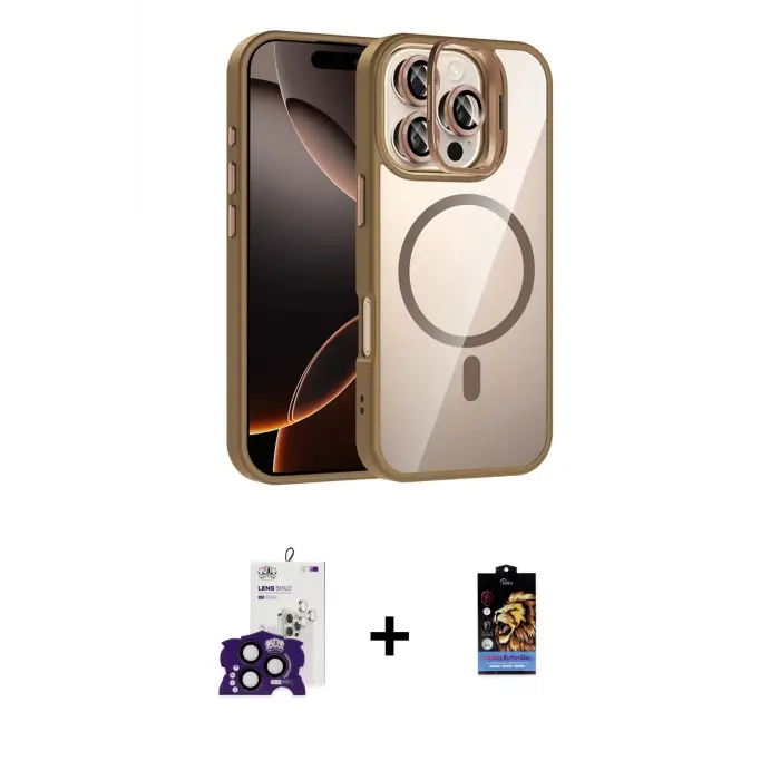 ieg™ iPhone 16 Pro Max Kılıf Yadigar Asil Koleksiyonu - Siyah Buffer Hayalet Cam Ekran Koruyucu + Bilvis Titan Kamera Lens - SH