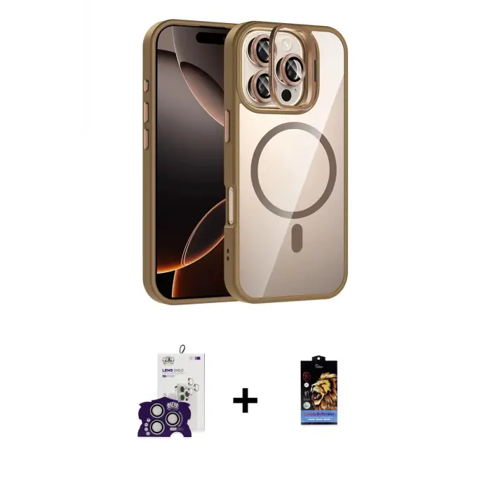 ieg™ iPhone 16 Pro Max Kılıf Yadigar Asil Koleksiyonu - Siyah Buffer Hayalet Cam Ekran Koruyucu + Bilvis Titan Kamera Lens - GS