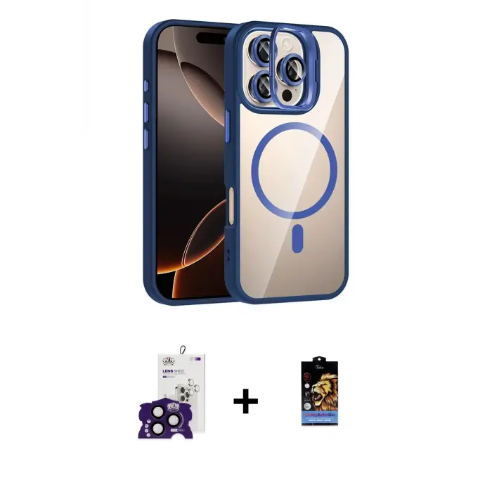 ieg™ iPhone 16 Pro Max Kılıf Yadigar Asil Koleksiyonu - Siyah Buffer Hayalet Cam Ekran Koruyucu + Bilvis Titan Kamera Lens - SH