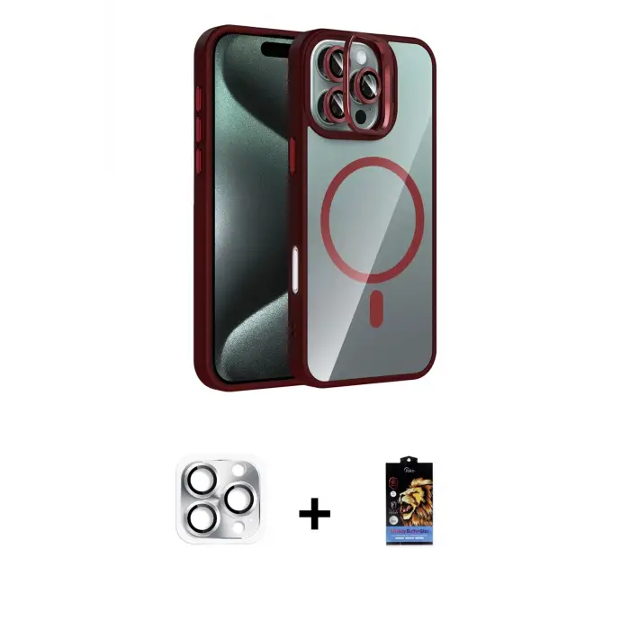 ieg™ iPhone 16 Pro Max Kılıf Yadigar Asil Koleksiyonu - Siyah Buffer Hayalet Cam Ekran Koruyucu + Pers Alüminyum Kamera Lens - GS