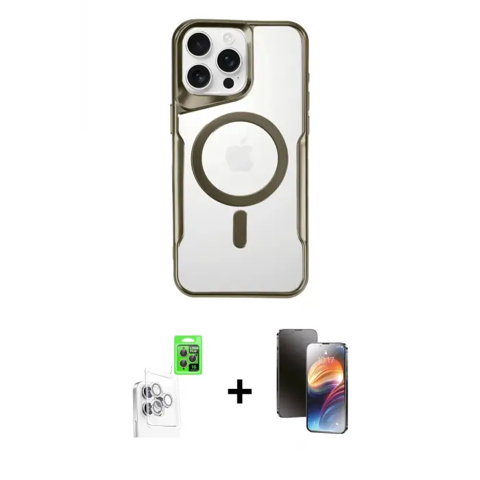 ieg™ iPhone 16 Pro Max Kılıf Yadigar Klasik Özel Seri - Siyah 3D Antistatik Mat Seramik Nano Ekran Koruyucu + Raze Metal Kamera Lens - BZ