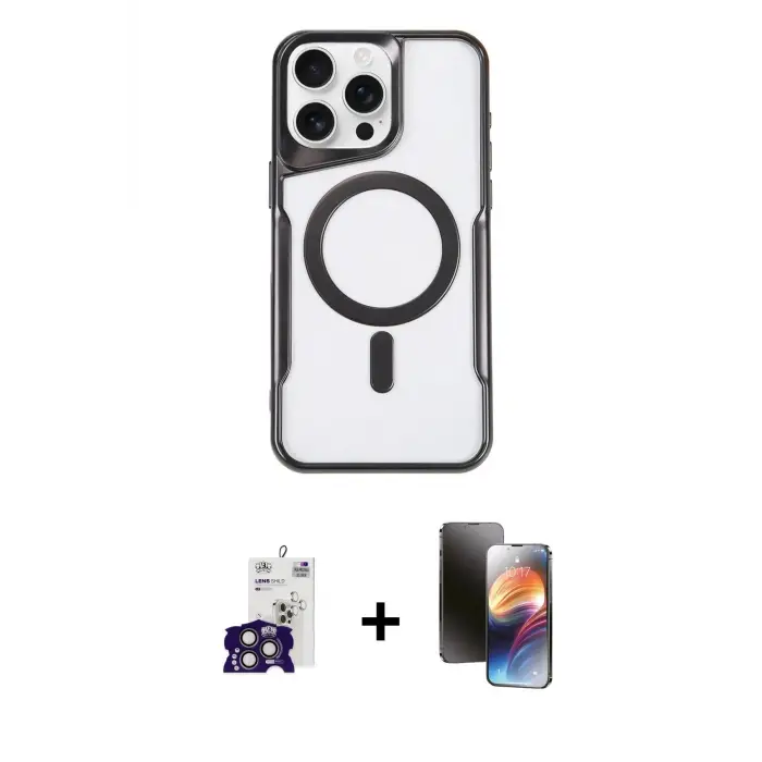 ieg™ iPhone 16 Pro Max Kılıf Yadigar Klasik Özel Seri - Siyah 3D Antistatik Mat Seramik Nano Ekran Koruyucu + Bilvis Titan Kamera Lens - TMGI