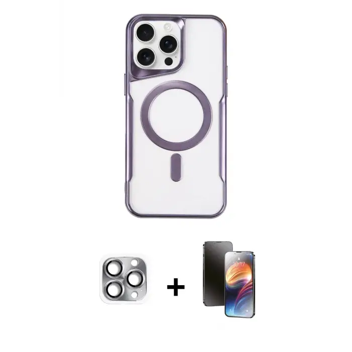 ieg™ iPhone 16 Pro Max Kılıf Yadigar Klasik Özel Seri - Siyah 3D Antistatik Mat Seramik Nano Ekran Koruyucu + Pers Alüminyum Kamera Lens - GI