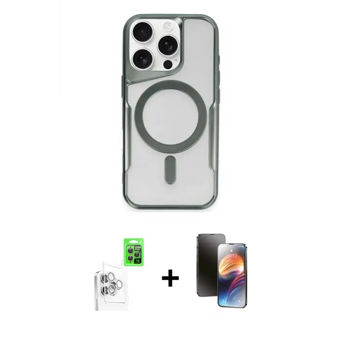 ieg™ iPhone 16 Pro Max Kılıf Yadigar Klasik Özel Seri - Siyah 3D Antistatik Mat Seramik Nano Ekran Koruyucu + Raze Metal Kamera Lens - BZ