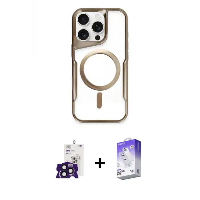 ieg™ iPhone 16 Pro Max Kılıf Yadigar Klasik Özel Seri - Siyah Bilvis 5in1 3D Magic Cam Ekran Koruyucu + Bilvis Titan Kamera Lens - SH