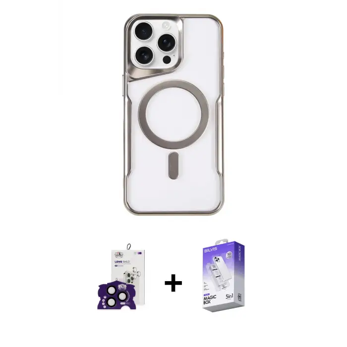 ieg™ iPhone 16 Pro Max Kılıf Yadigar Klasik Özel Seri - Siyah Bilvis 5in1 3D Magic Cam Ekran Koruyucu + Bilvis Titan Kamera Lens - SH