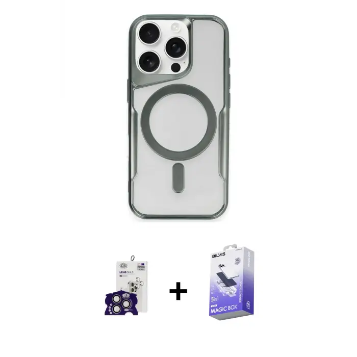 ieg™ iPhone 16 Pro Max Kılıf Yadigar Klasik Özel Seri - Siyah Bilvis 5in1 5D Magic Hayalet Cam Ekran Koruyucu + Bilvis Titan Kamera Lens - TMGI
