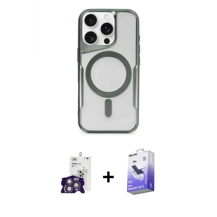 ieg™ iPhone 16 Pro Max Kılıf Yadigar Klasik Özel Seri - Siyah Bilvis 5in1 5D Magic Hayalet Cam Ekran Koruyucu + Bilvis Titan Kamera Lens - GS