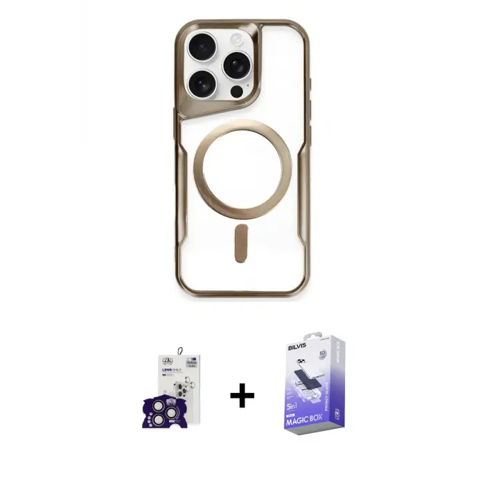 ieg™ iPhone 16 Pro Max Kılıf Yadigar Klasik Özel Seri - Siyah Bilvis 5in1 5D Magic Hayalet Cam Ekran Koruyucu + Bilvis Titan Kamera Lens - TMGI