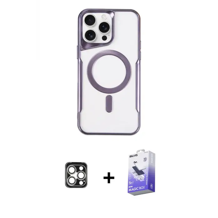 ieg™ iPhone 16 Pro Max Kılıf Yadigar Klasik Özel Seri - Siyah Bilvis 5in1 5D Magic Hayalet Cam Ekran Koruyucu + PVD Metal Kamera Lens - GS
