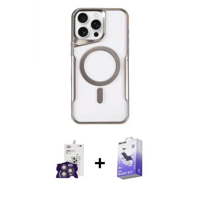 ieg™ iPhone 16 Pro Max Kılıf Yadigar Klasik Özel Seri - Siyah Bilvis 5in1 5D Magic Hayalet Cam Ekran Koruyucu + Bilvis Titan Kamera Lens - GS