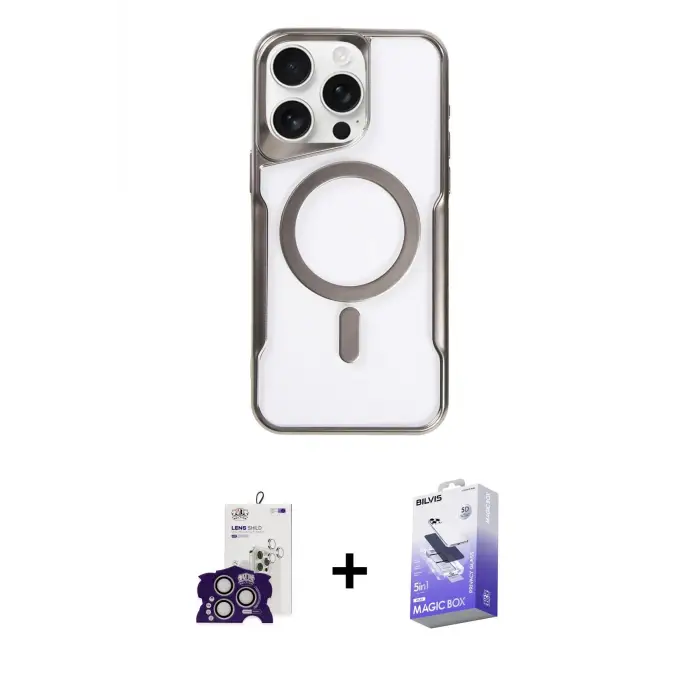 ieg™ iPhone 16 Pro Max Kılıf Yadigar Klasik Özel Seri - Siyah Bilvis 5in1 5D Magic Hayalet Cam Ekran Koruyucu + Bilvis Titan Kamera Lens - GS