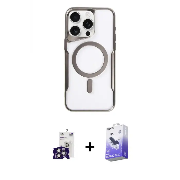 ieg™ iPhone 16 Pro Max Kılıf Yadigar Klasik Özel Seri - Siyah Bilvis 5in1 5D Magic Hayalet Cam Ekran Koruyucu + Bilvis Titan Kamera Lens - TMGI
