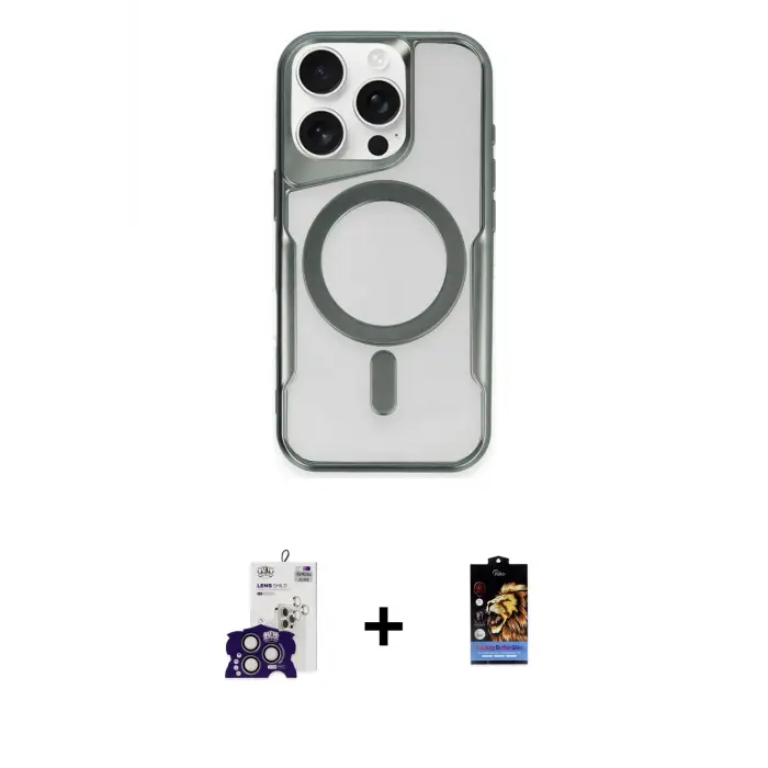 ieg™ iPhone 16 Pro Max Kılıf Yadigar Klasik Özel Seri - Siyah Buffer Hayalet Cam Ekran Koruyucu + Bilvis Titan Kamera Lens - TMGI