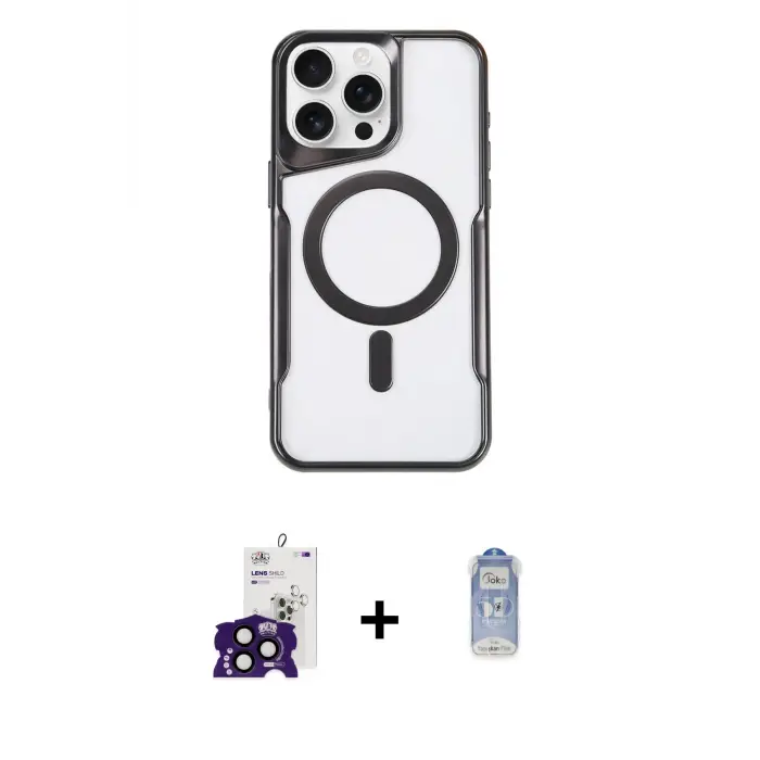 ieg™ iPhone 16 Pro Max Kılıf Yadigar Klasik Özel Seri - Siyah Joko Magic 5D Cam + Bilvis Titan Kamera Lens - SH