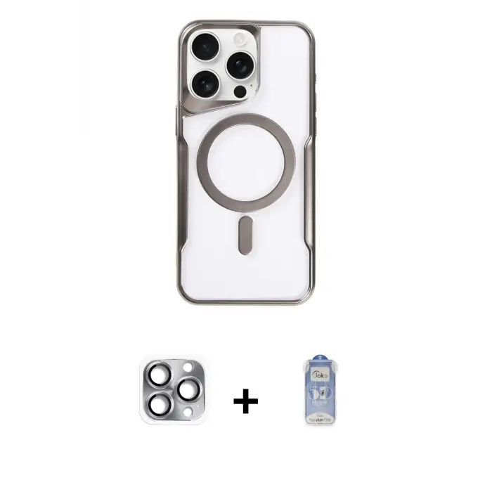 ieg™ iPhone 16 Pro Max Kılıf Yadigar Klasik Özel Seri - Siyah Joko Magic 5D Cam + Pers Alüminyum Kamera Lens - GI