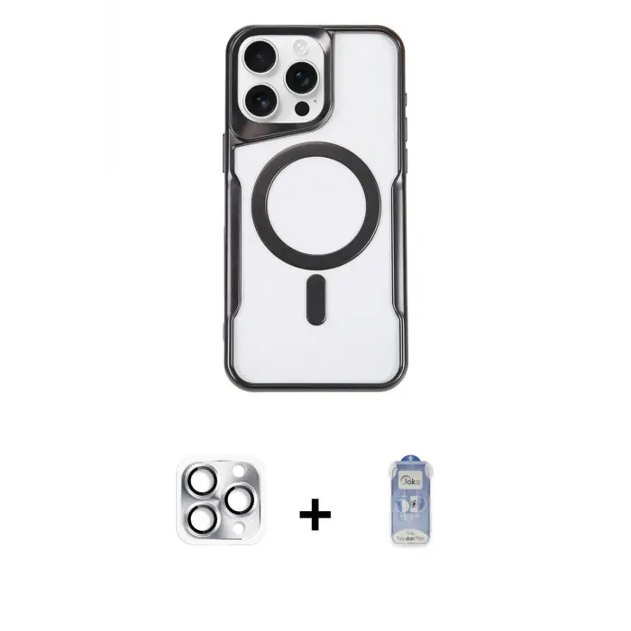 ieg™ iPhone 16 Pro Max Kılıf Yadigar Klasik Özel Seri - Siyah Joko Magic 5D Cam + Pers Alüminyum Kamera Lens - GS