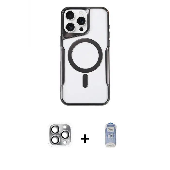 ieg™ iPhone 16 Pro Max Kılıf Yadigar Klasik Özel Seri - Siyah Joko Magic 5D Cam + Pers Alüminyum Kamera Lens - GI