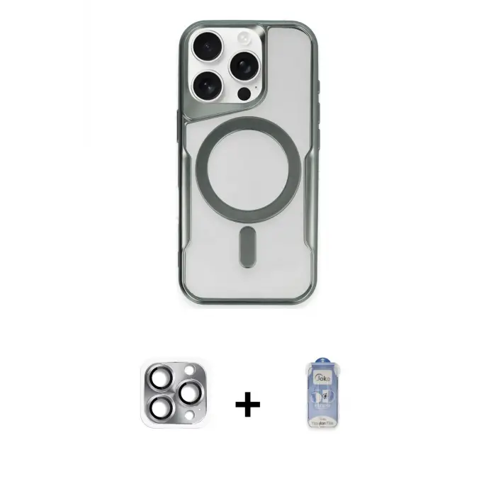 ieg™ iPhone 16 Pro Max Kılıf Yadigar Klasik Özel Seri - Siyah Joko Magic 5D Cam + Pers Alüminyum Kamera Lens - GI