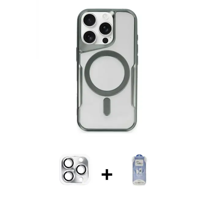 ieg™ iPhone 16 Pro Max Kılıf Yadigar Klasik Özel Seri - Siyah Joko Magic 5D Cam + Pers Alüminyum Kamera Lens - GS