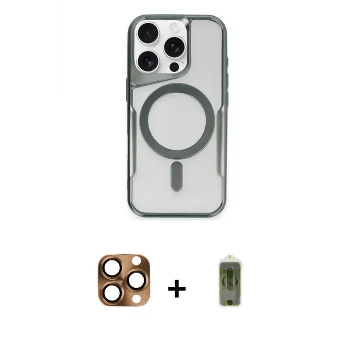 ieg™ iPhone 16 Pro Max Kılıf Yadigar Klasik Özel Seri - Siyah Joko Magic 5D Hayalet Cam + Pers Alüminyum Kamera Lens - CLTM