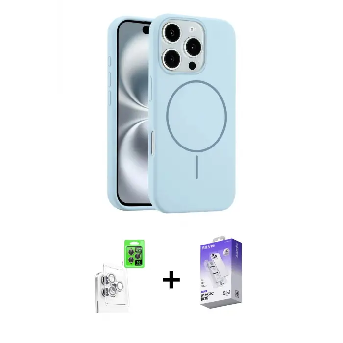 ieg™ iPhone 16 Pro Max Kılıf Yankı Form Serisi - Siyah Bilvis 5in1 3D Magic Cam Ekran Koruyucu + Raze Metal Kamera Lens - BZ