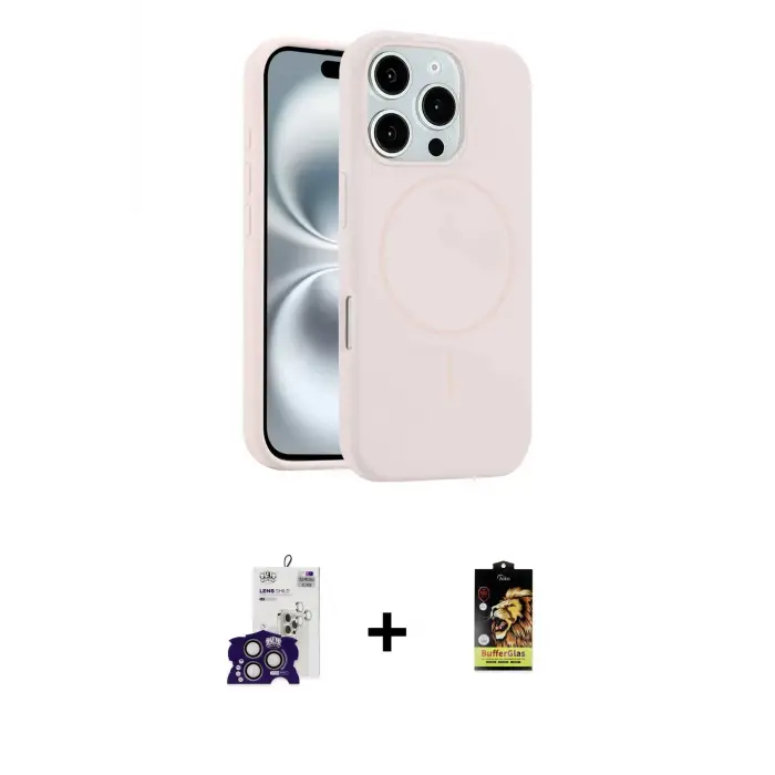 ieg™ iPhone 16 Pro Max Kılıf Yankı Form Serisi - Siyah Buffer Cam Ekran Koruyucu + Bilvis Titan Kamera Lens - TMGI