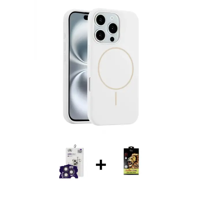 ieg™ iPhone 16 Pro Max Kılıf Yankı Form Serisi - Siyah Buffer Cam Ekran Koruyucu + Bilvis Titan Kamera Lens - TMGI