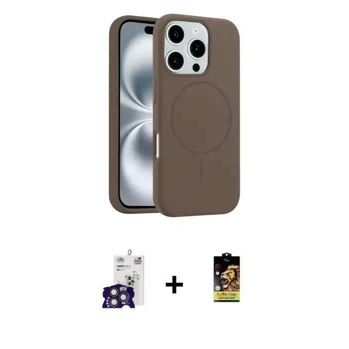 ieg™ iPhone 16 Pro Max Kılıf Yankı Form Serisi - Siyah Buffer Cam Ekran Koruyucu + Bilvis Titan Kamera Lens - TMGI