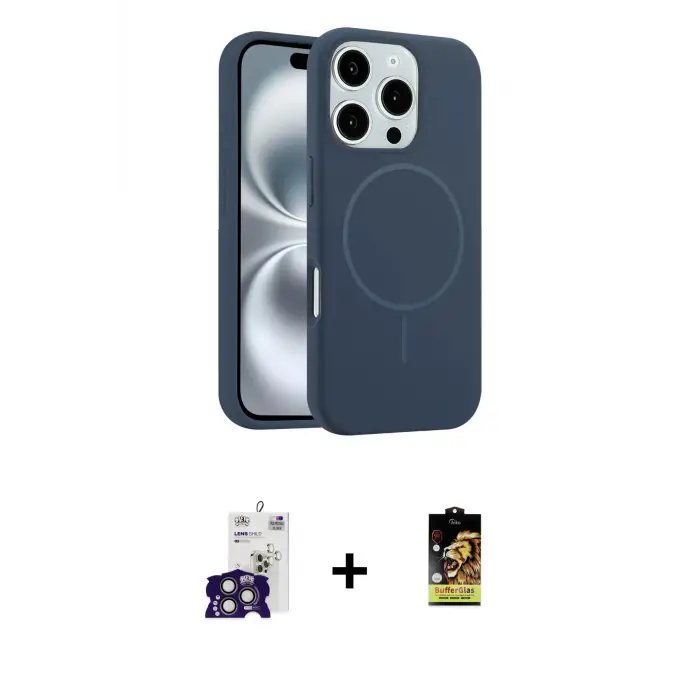ieg™ iPhone 16 Pro Max Kılıf Yankı Form Serisi - Siyah Buffer Cam Ekran Koruyucu + Bilvis Titan Kamera Lens - TMGI