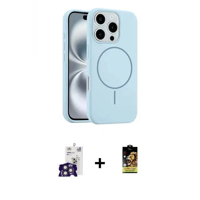 ieg™ iPhone 16 Pro Max Kılıf Yankı Form Serisi - Siyah Buffer Cam Ekran Koruyucu + Bilvis Titan Kamera Lens - TMGI