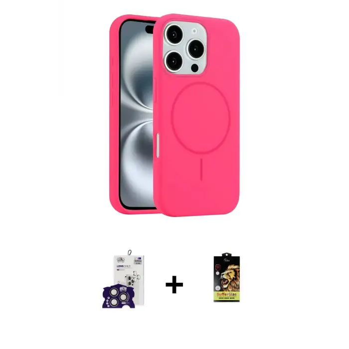 ieg™ iPhone 16 Pro Max Kılıf Yankı Form Serisi - Siyah Buffer Cam Ekran Koruyucu + Bilvis Titan Kamera Lens - TMGI