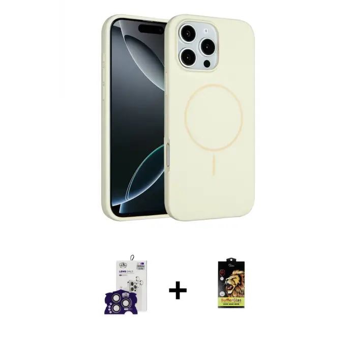 ieg™ iPhone 16 Pro Max Kılıf Yankı Form Serisi - Siyah Buffer Cam Ekran Koruyucu + Bilvis Titan Kamera Lens - TMGI
