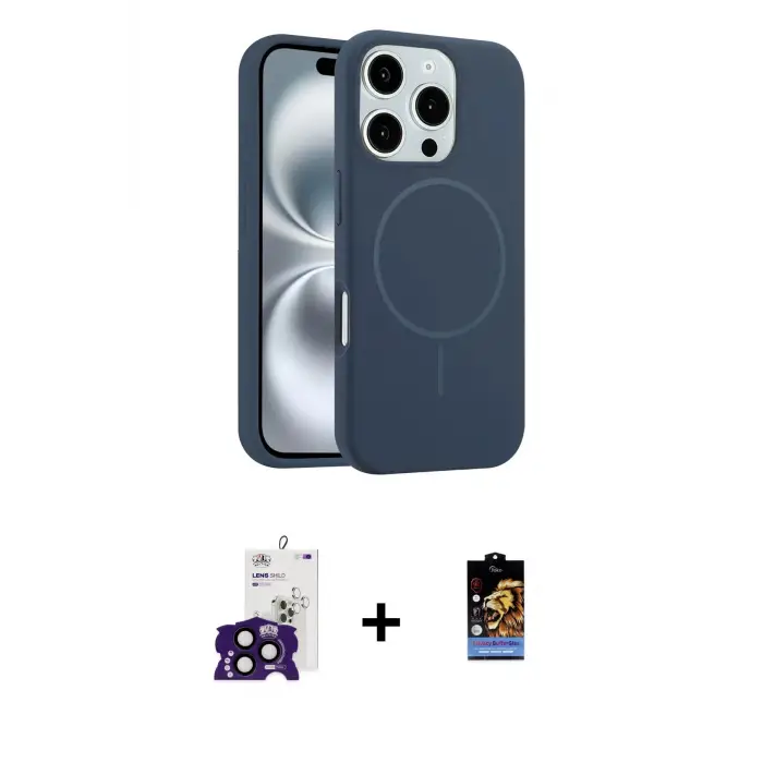 ieg™ iPhone 16 Pro Max Kılıf Yankı Form Serisi - Siyah Buffer Hayalet Cam Ekran Koruyucu + Bilvis Titan Kamera Lens - SH
