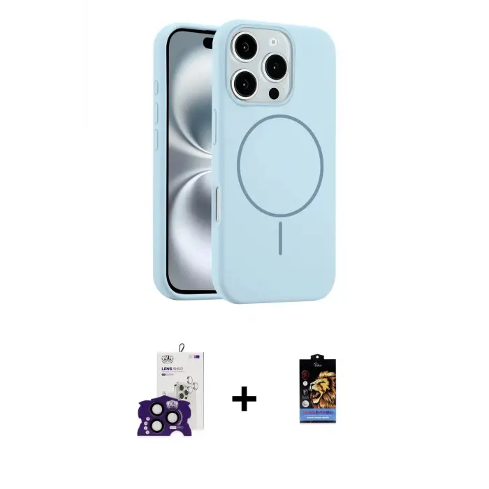 ieg™ iPhone 16 Pro Max Kılıf Yankı Form Serisi - Siyah Buffer Hayalet Cam Ekran Koruyucu + Bilvis Titan Kamera Lens - SH