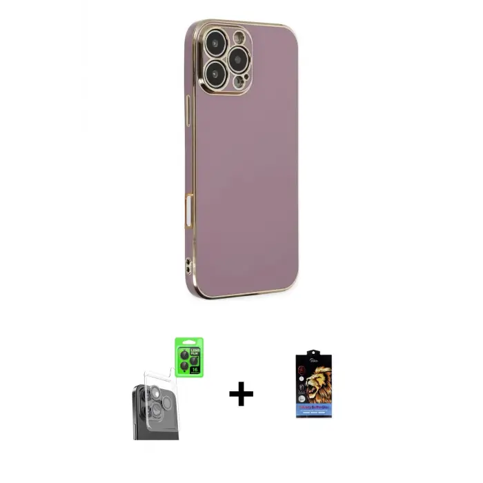 ieg™ iPhone 16 Pro Max Kılıf Yankı Serisi - Siyah Buffer Hayalet Cam Ekran Koruyucu + Raze Metal Kamera Lens - SH