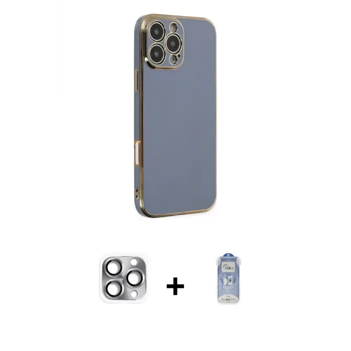 ieg™ iPhone 16 Pro Max Kılıf Yankı Serisi - Siyah Joko Magic 5D Cam + Pers Alüminyum Kamera Lens - GI