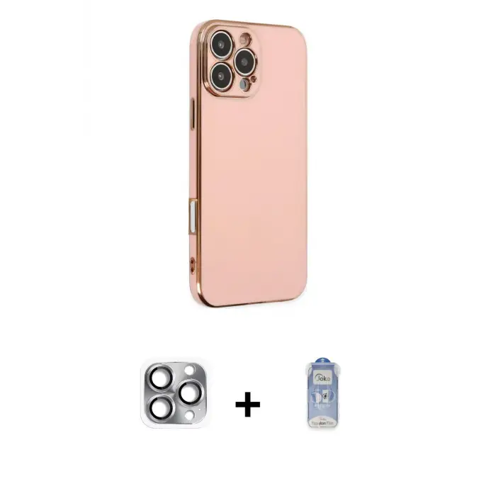 ieg™ iPhone 16 Pro Max Kılıf Yankı Serisi - Siyah Joko Magic 5D Cam + Pers Alüminyum Kamera Lens - GI