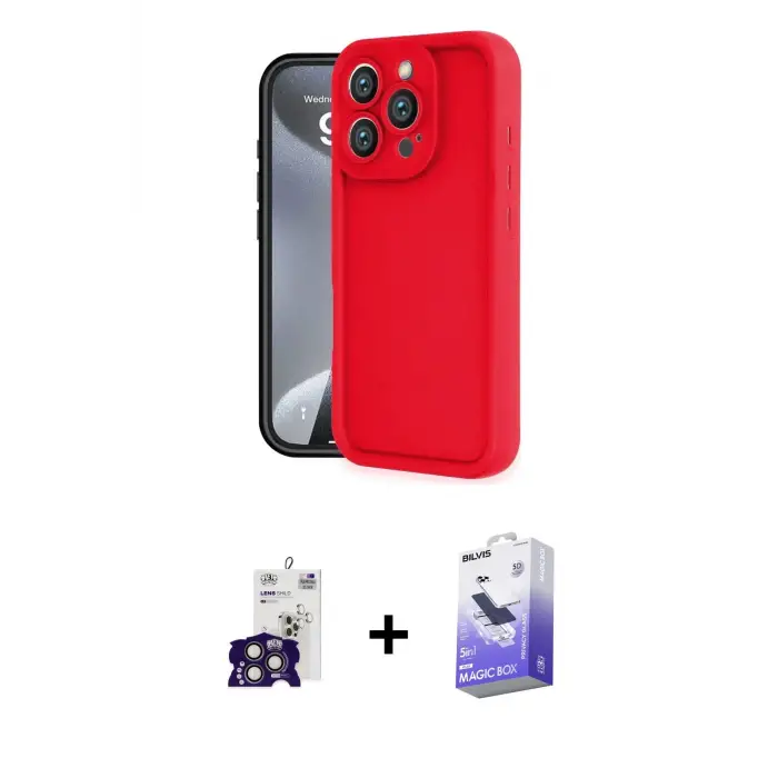 ieg™ iPhone 16 Pro Max Kılıf Yankı Yansıma Özel Seri - Siyah Bilvis 5in1 5D Magic Hayalet Cam Ekran Koruyucu + Bilvis Titan Kamera Lens - TMGI