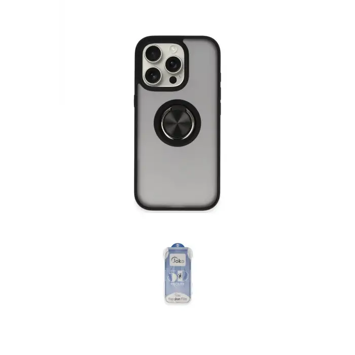 ieg™ iPhone 16 Pro Max Kılıf Yörünge Çizgi - Siyah Joko Magic 5D Cam