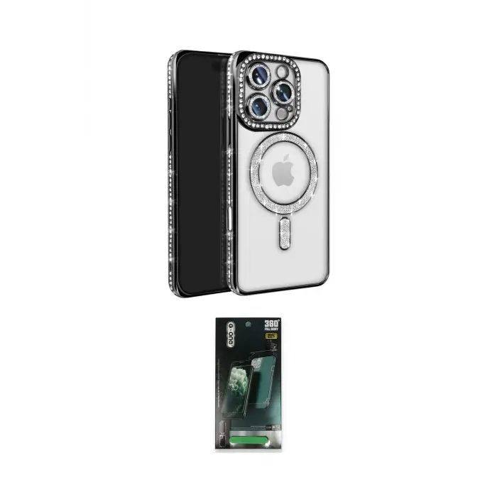 ieg™ iPhone 16 Pro Max Kılıf Zirve Doku Prime - Siyah 360 Mat Full Body Arka Koruyucu