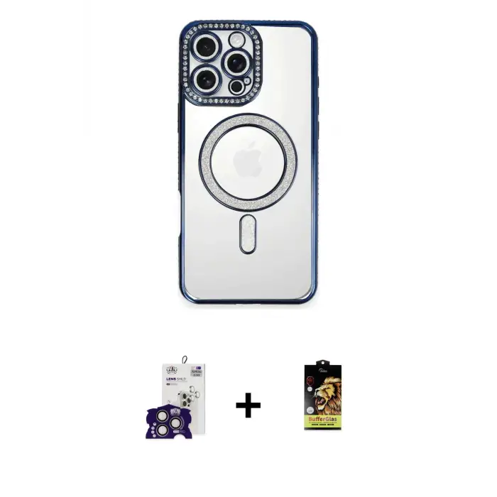 ieg™ iPhone 16 Pro Max Kılıf Zirve Doku Prime - Siyah Buffer Cam Ekran Koruyucu + Bilvis Titan Kamera Lens - TMGI