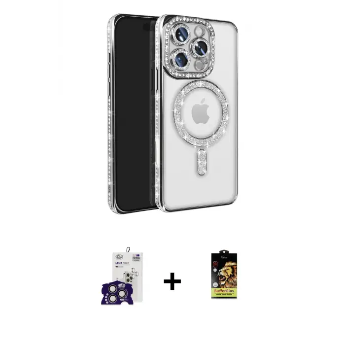 ieg™ iPhone 16 Pro Max Kılıf Zirve Doku Prime - Siyah Buffer Cam Ekran Koruyucu + Bilvis Titan Kamera Lens - TMGI