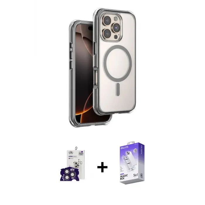 ieg™ iPhone 16 Pro Max Kılıf Zirve Klasik Prime - Siyah Bilvis 5in1 3D Magic Cam Ekran Koruyucu + Bilvis Titan Kamera Lens - TMGI