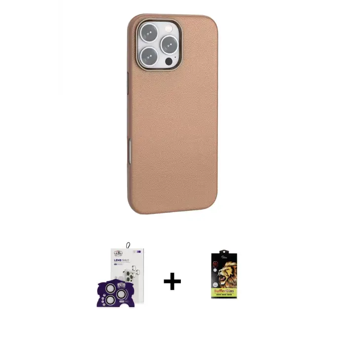 ieg™ iPhone 16 Pro Max Kılıf Zirve Modern Prime - Siyah Buffer Cam Ekran Koruyucu + Bilvis Titan Kamera Lens - GS