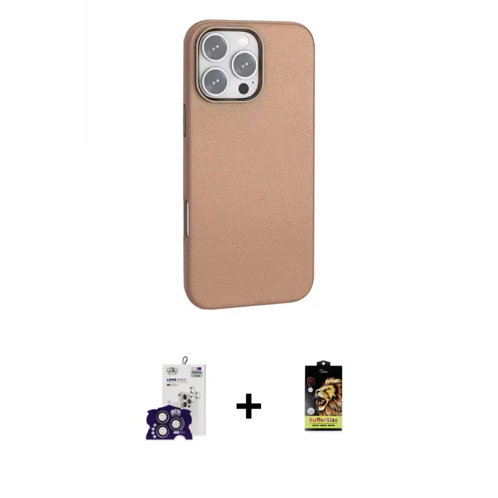 ieg™ iPhone 16 Pro Max Kılıf Zirve Modern Prime - Siyah Buffer Cam Ekran Koruyucu + Bilvis Titan Kamera Lens - TMGI