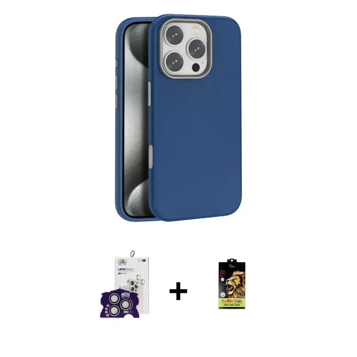 ieg™ iPhone 16 Pro Max Kılıf Zirve Modern Prime - Siyah Buffer Cam Ekran Koruyucu + Bilvis Titan Kamera Lens - GS